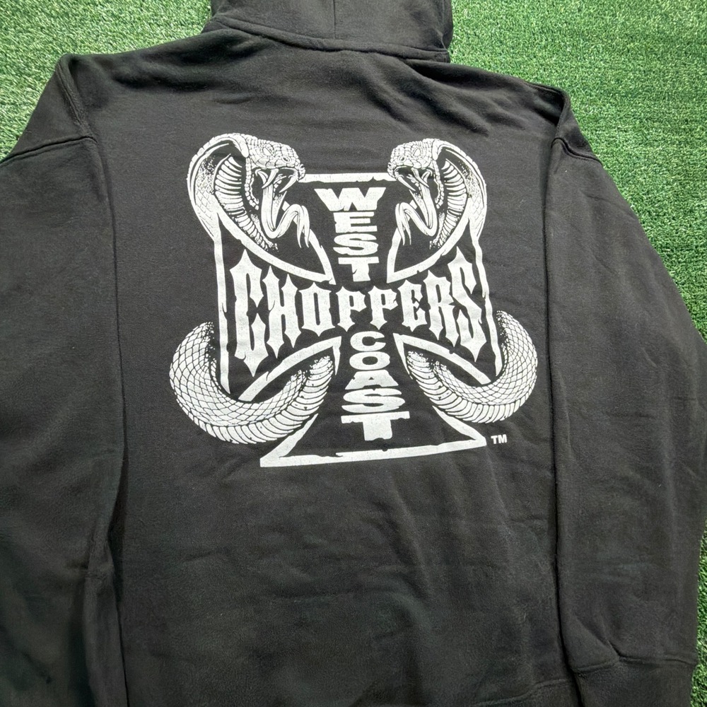 NWT West Coast Choppers James Cobra Iron Cross Hoodie Men XL Black Pullover